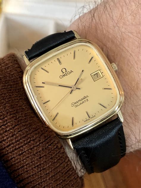 gold plated omega seamaster|gold Omega Seamaster quartz watch.